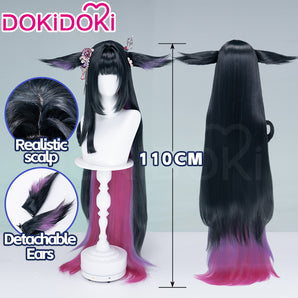 DokiDoki Game Arknights Cosplay Mio Wig Long Straight Light Black Purple Pink Raspberry Hair
