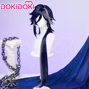 DokiDoki Game Honkai: Nexus Anima Cosplay Armand Wig Long Straight Dark Blue Grey Highlight Hair The 8th Sovereign