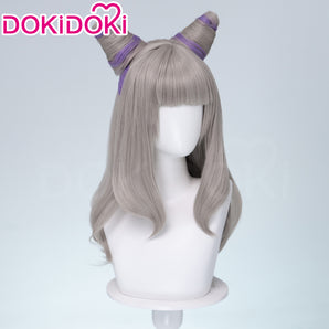DokiDoki Anime Cosplay Wig Sliver Purple Highlight Hair Double Buns