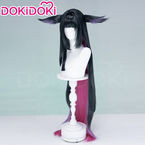 DokiDoki Game Arknights Cosplay Mio Wig Long Straight Light Black Purple Pink Raspberry Hair