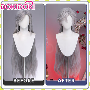 DokiDoki Game Love and Deepspace Cosplay Sylus Wig Long Curly Silver Hair Silverwing Fiend