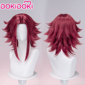 DokiDoki Anime Cosplay Wig Short Layered Flipped Pinkish Red Hair